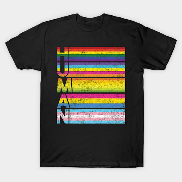 Retro LGBTQ+ Human Equality Rainbow Gay Pride T-Shirt by shirtsyoulike